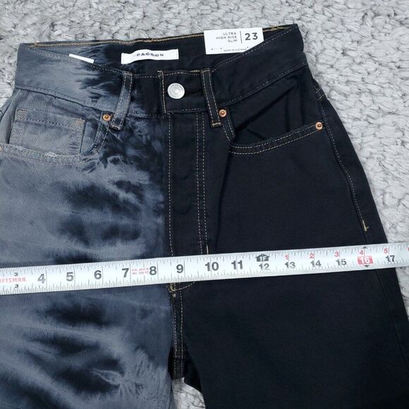 Pacsun Ultra High Rise Slim Jeans Two Tone Tie Dye Black Eco Women's Size 23 - Picture 9 of 10